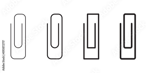 Clip line icon set. Attach file or document paper clip sign. Paperclip icon suitable for apps and websites UI designs.