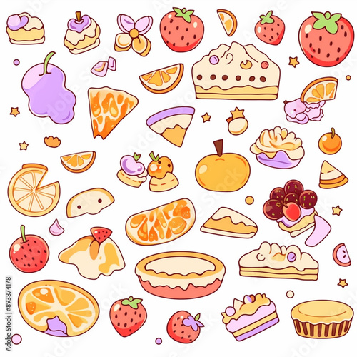 set of sweets bakery and food strikers clipart