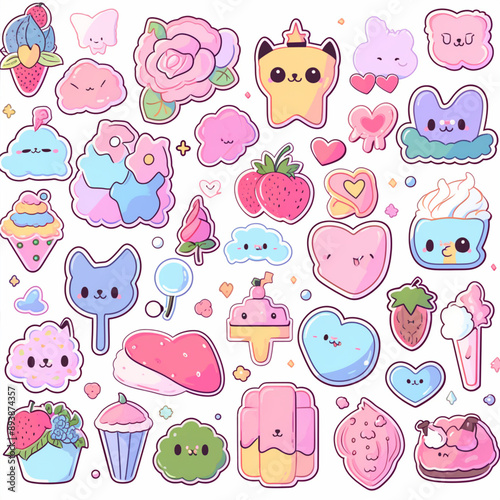 set of funny animals cute characters and elements clipart