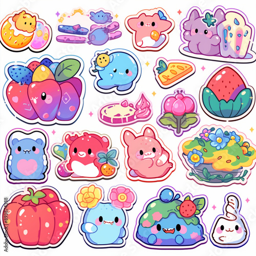 set of funny animals cute characters and elements clipart