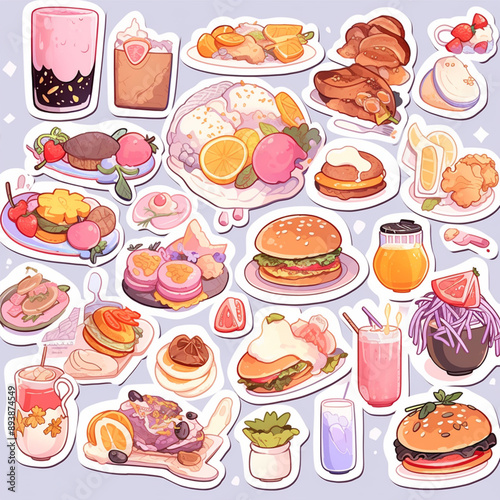 set of sweets drink and food strikers clipart