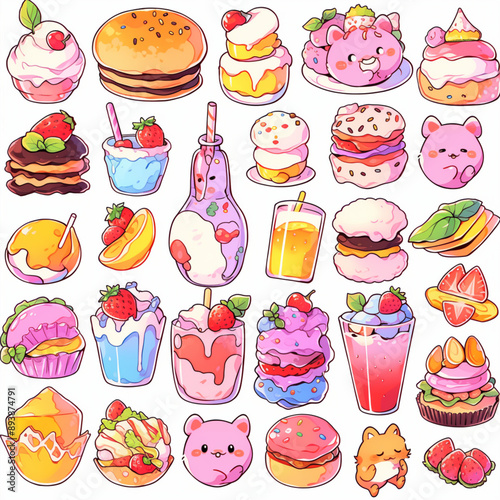 set of sweets drink and food strikers