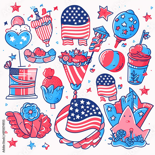 set of fourth of July stickers