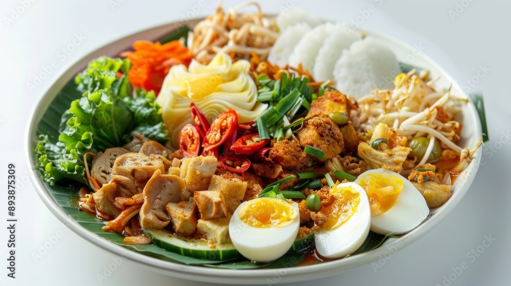 Delicious Asian Noodle Salad with Boiled Eggs and Vegetables. Delicious Asian Noodle Salad with Boiled Eggs and Vegetables.