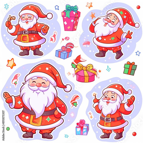 set of santa claus characters