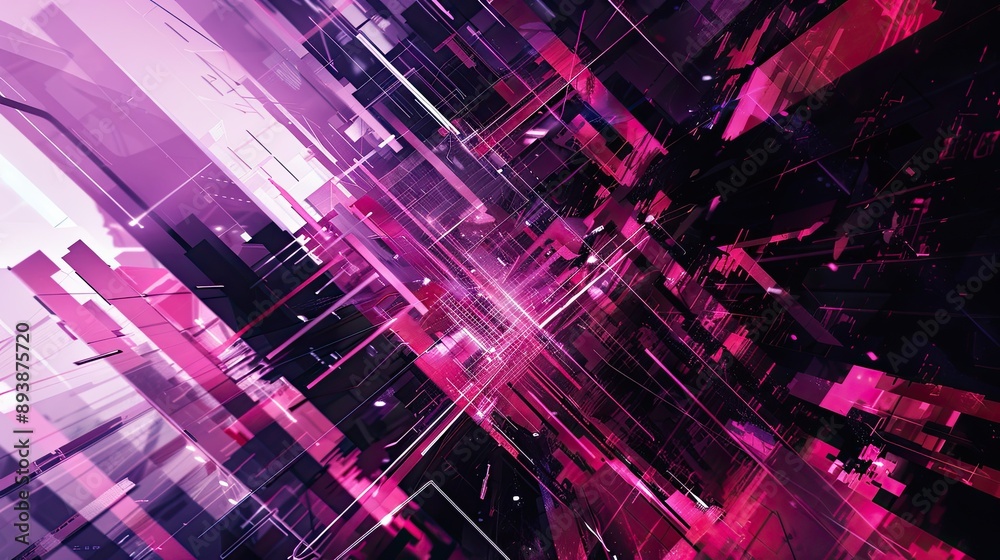 Magenta and black wallpaper with bold lines and subtle glowing accents Magenta and black wallpaper with bold lines and subtle glowing accents