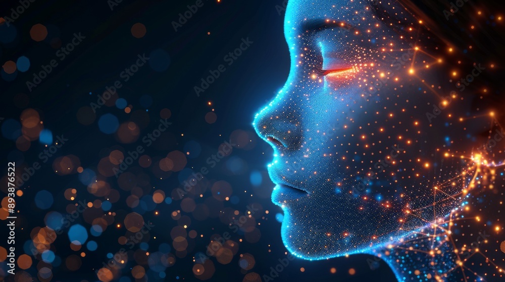 Poster design for AI technology. Futuristic light blue color with low ...