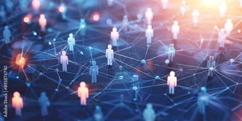 A group of people are connected to each other through a network of lines. Concept of a global community and the importance of staying connected with others,Business background banner, with copy space