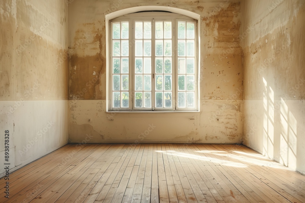 Interior of an old room with window and wooden floor. Interior of an old room with window and wooden floor.