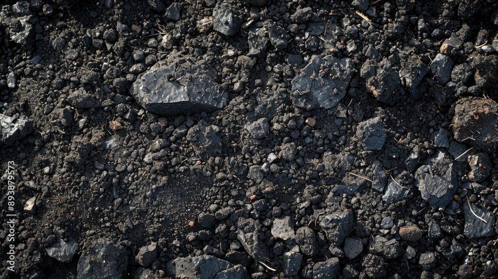 Close up view of pebbles on a black top road. This is often used as a base layer for building roads. Close up view of pebbles on a black top road. This is often used as a base layer for building roads.