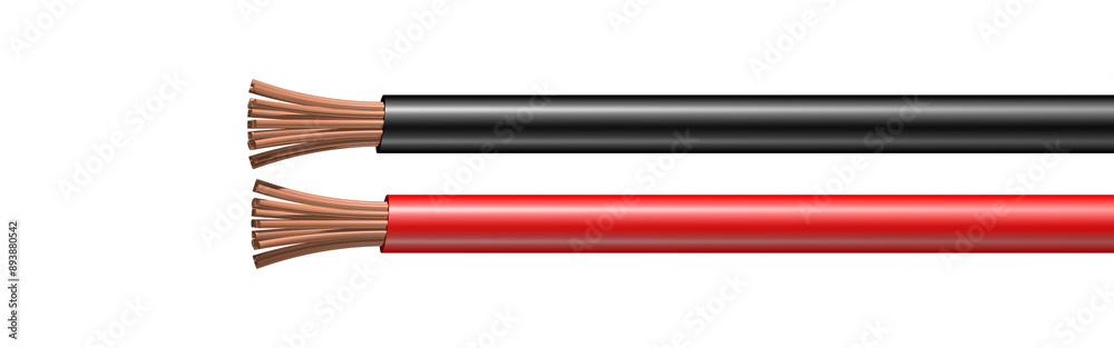 zwei rote und schwarze Stromkabel zwei rote und schwarze Stromkabel