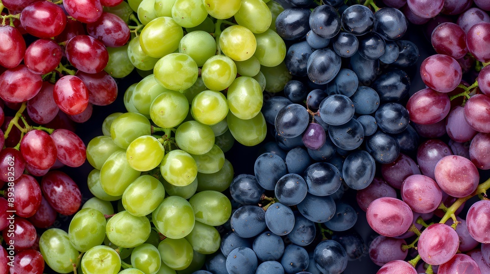 A repeating pattern of grapes in different colors, including red, green, and black varieties, high-resolution photo, realistic photo, hyper realistic A repeating pattern of grapes in different colors, including red, green, and black varieties, high-resolution photo, realistic photo, hyper realistic