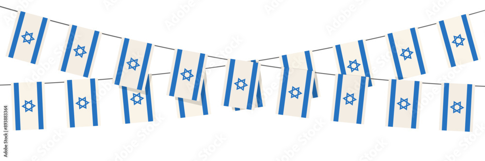 Fototapeta premium Vector illustration of the country flag of Israel white background. Bunting flag for Independence Day celebration.