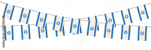 Vector illustration of the country flag of Israel white background. Bunting flag for Independence Day celebration.