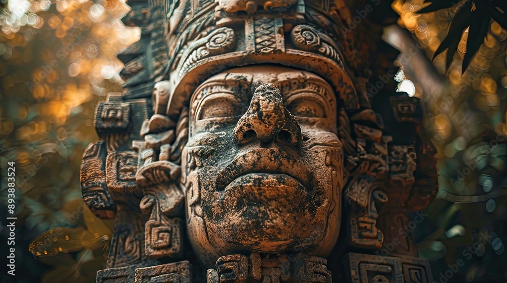 Fototapeta premium Monumental Aztec statue outdoors
