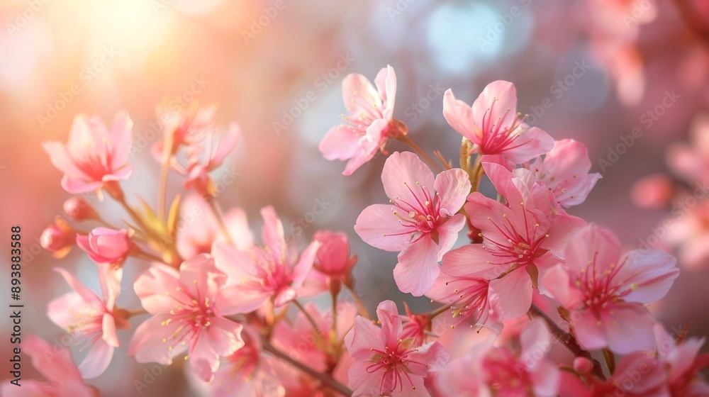 Delicate Pink Blossoms Bathed in Golden Sunlight Delicate Pink Blossoms Bathed in Golden Sunlight