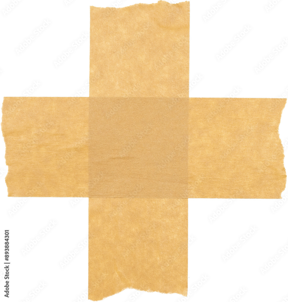 Fototapeta premium Adesivo colante com fundo transparente. Fita com rugas, amassada, dobrada com bolhas. Tape adesivo amarelo de papel