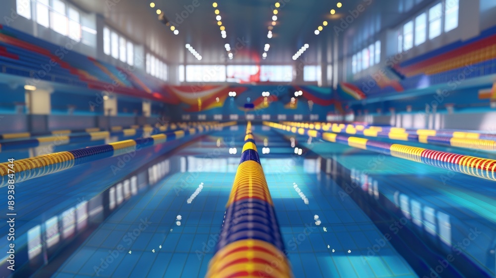 Fototapeta premium A swimming pool with a blue and yellow lane marker