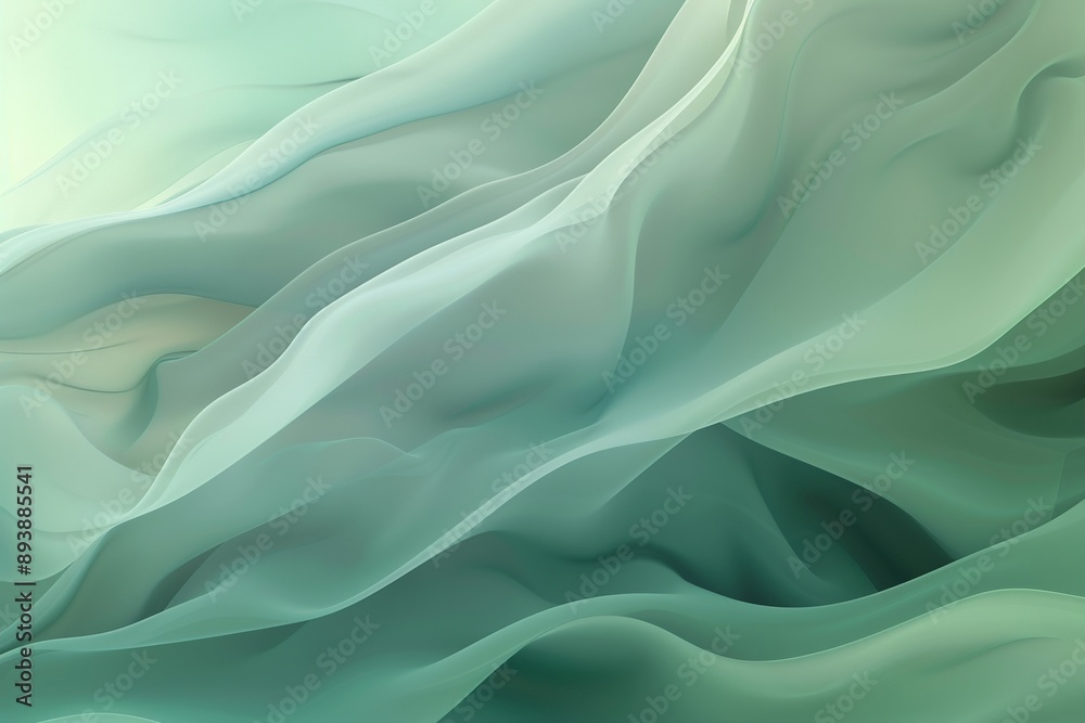 Abstract light green and dark mint color background with flowing waves of fabric Abstract light green and dark mint color background with flowing waves of fabric