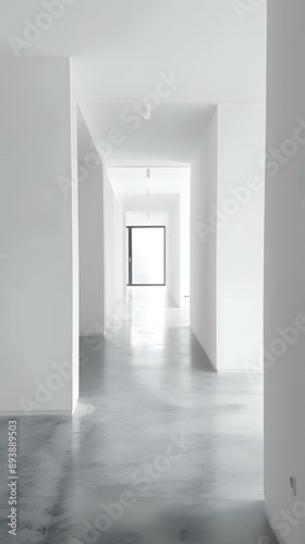 Modern Minimalist White Hallway with Window