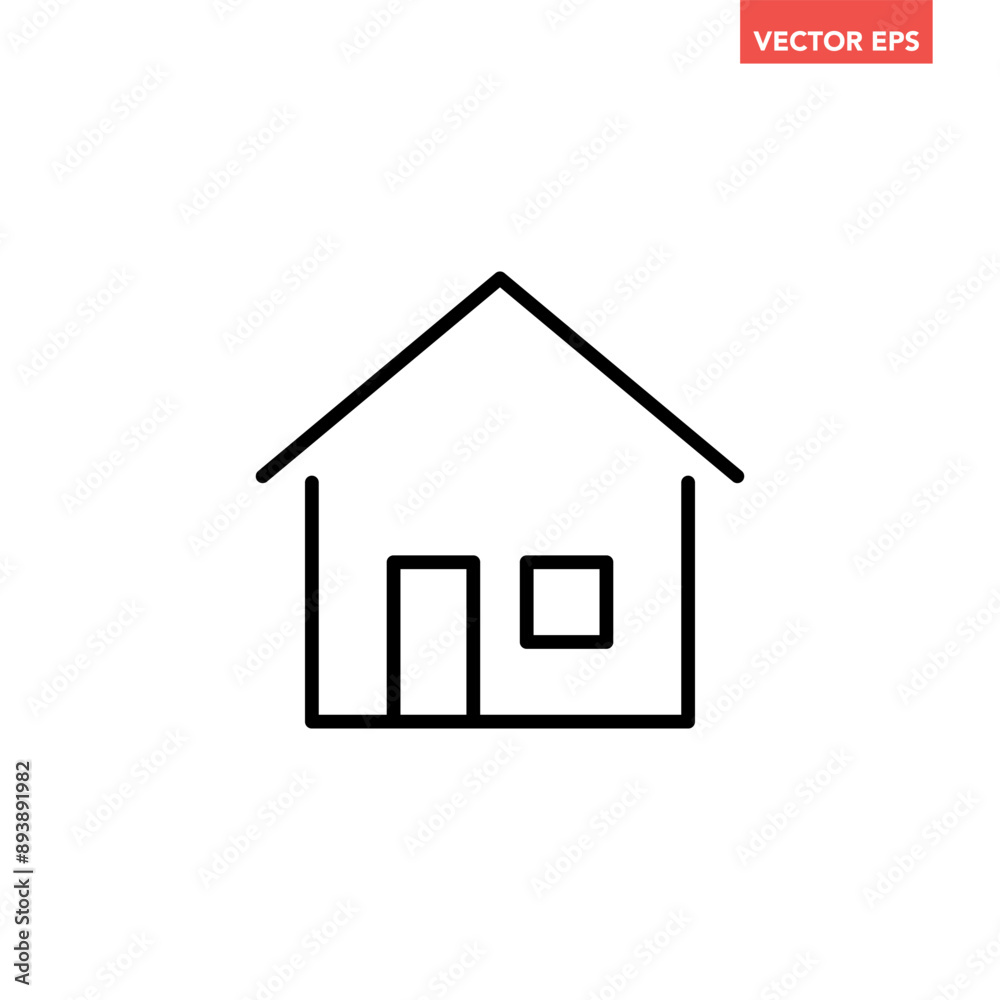 Black single house line icon, simple style real estate flat design concept pictogram vector for app ads web banner button ui ux interface elements isolated on white background Black single house line icon, simple style real estate flat design concept pictogram vector for app ads web banner button ui ux interface elements isolated on white background