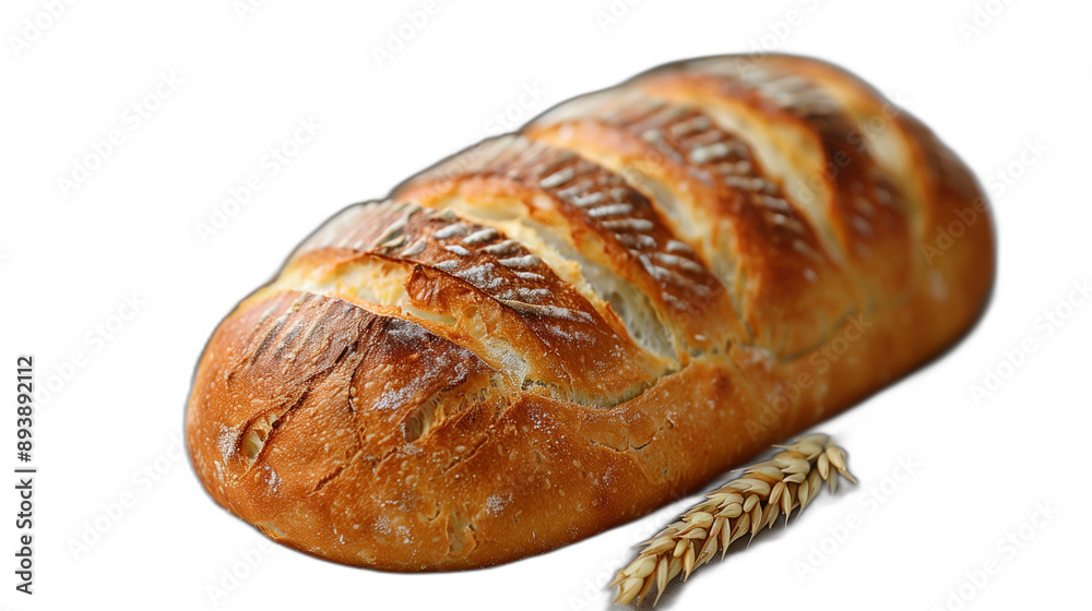 Bread and ears on napkin isolated on white, Bread and ears on napkin isolated on white,