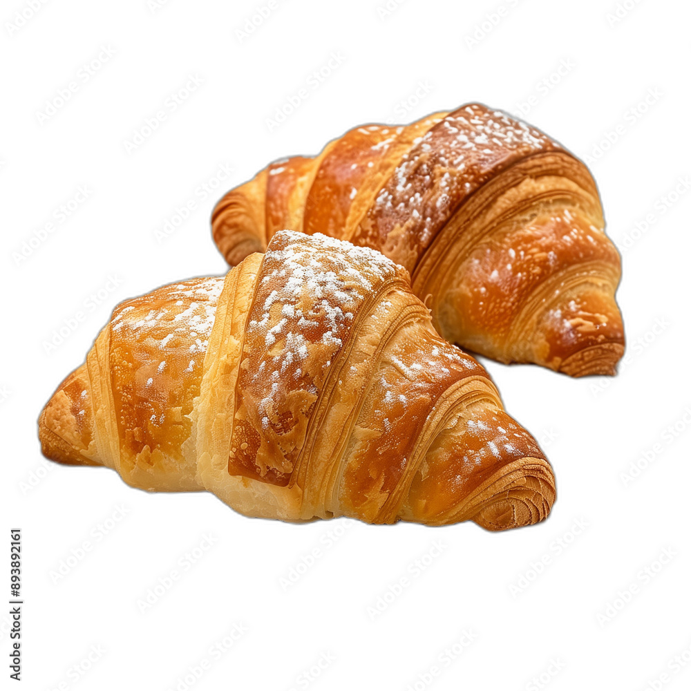 Croissant bread on a plate isolated on a white background. display, whole, and side view. frontal full view. lifestyle studio shoot Croissant bread on a plate isolated on a white background. display, whole, and side view. frontal full view. lifestyle studio shoot