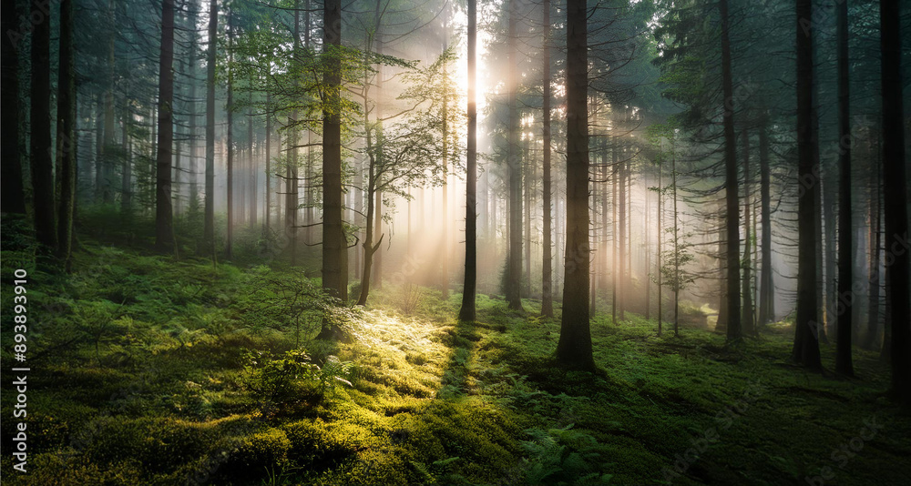 Fototapeta premium morning in the forest background
