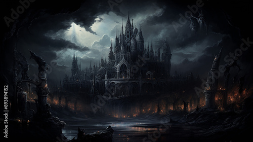 Surreal Dark Setting with Cathedral Representation