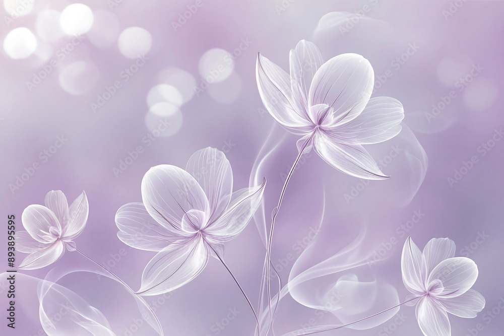 Obraz premium Floral scene background with soft-focus flowers and dreamy bokeh. Wedding invitations, spa branding, or romantic book covers evoking serenity and beauty.