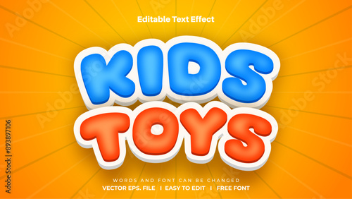 Kids Toys 3d Cartoon Editable text effect style.