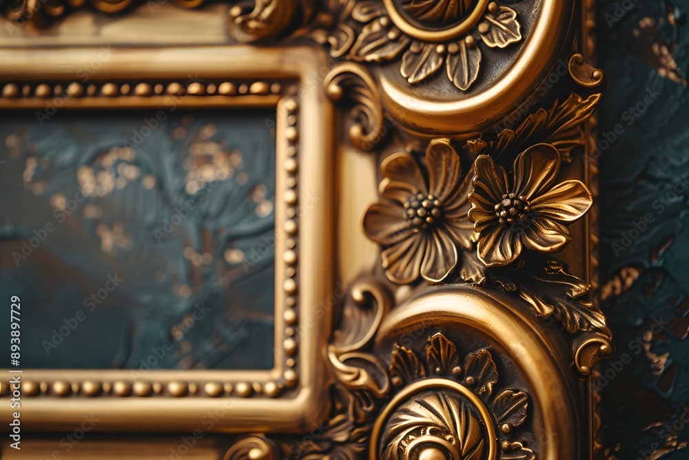 Ornate Golden Picture Frame with Floral Details Ornate Golden Picture Frame with Floral Details