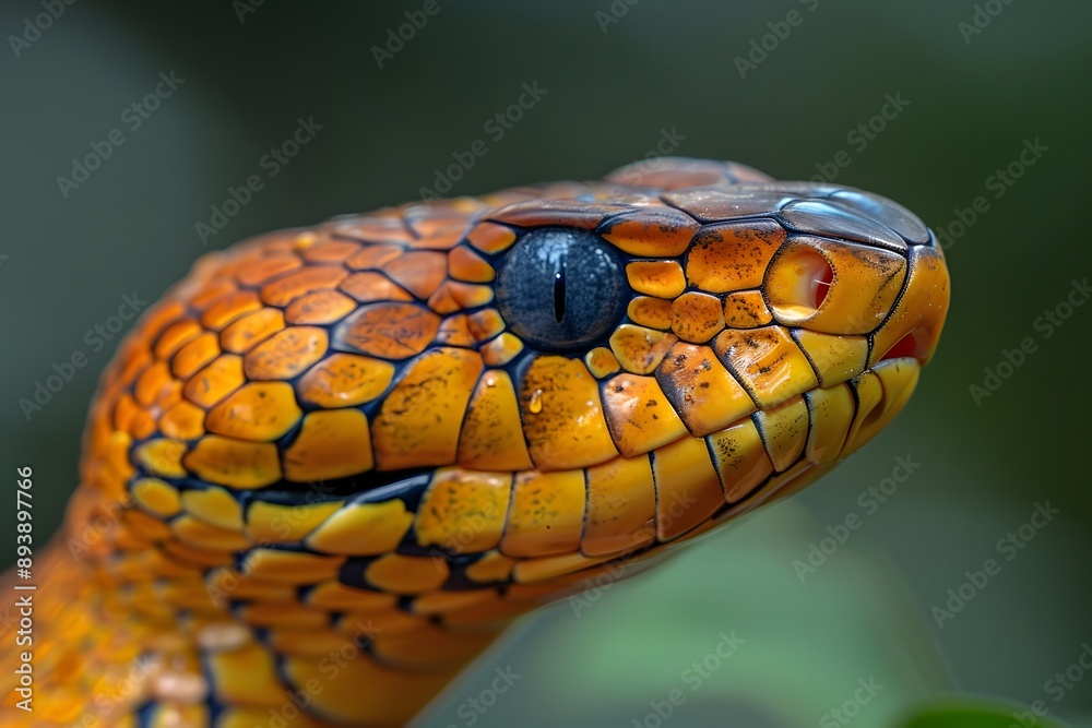 Close-Up of a Vibrantly Colored Snake with Intricate Scales Close-Up of a Vibrantly Colored Snake with Intricate Scales