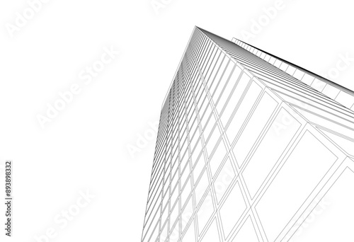 Modern office building on white background vector illustration