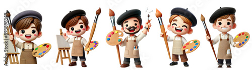 Artistic Expression cartoon artists paint 3D cut out dicut PNG on transparent