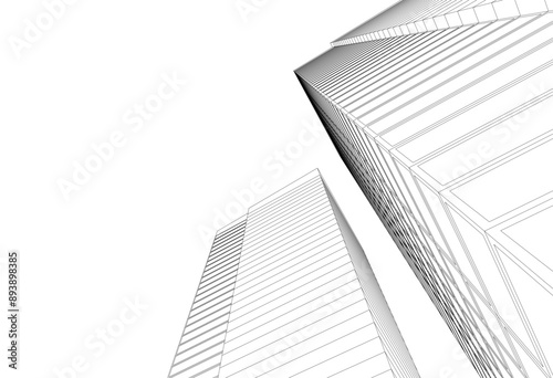 Modern office building on white background vector illustration