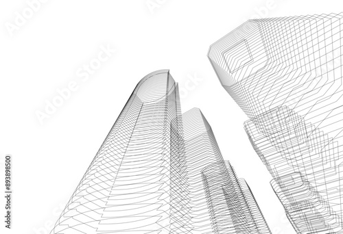 Modern office building on white background vector illustration