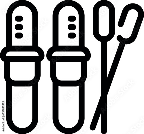 Nordic walking equipment icon, simple black line style