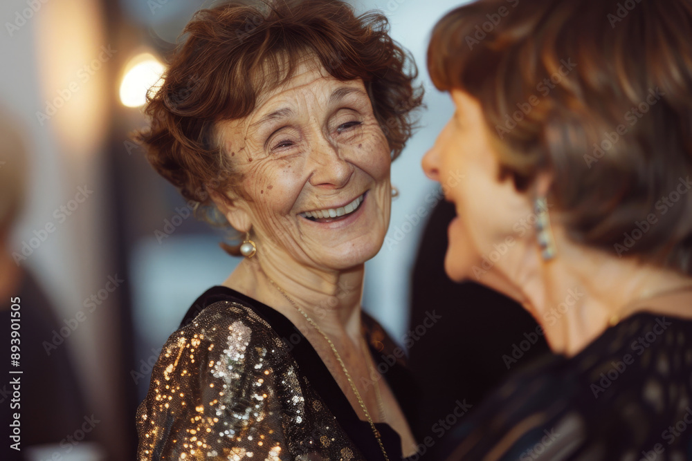 Elderly women share a heartfelt laugh during a festive gathering, adorned in elegant attire, creating a moment filled with warmth, joy, and connection. Elderly women share a heartfelt laugh during a festive gathering, adorned in elegant attire, creating a moment filled with warmth, joy, and connection.