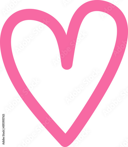 Heart Outline Illustration - Pink Doodle