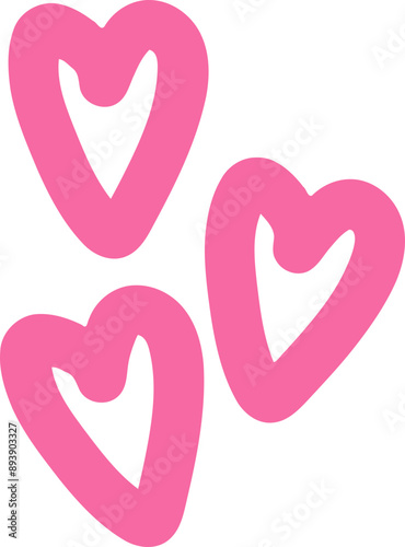 3 Hearts Drawing Illustration in Pink