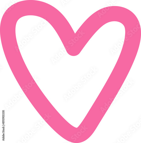 Heart Outline Drawing Illustration in Pink