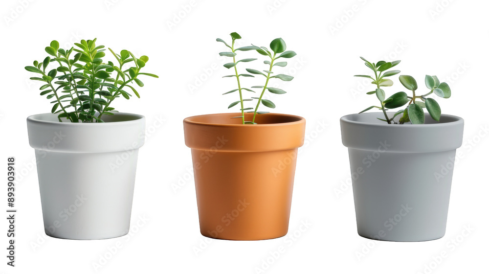 Collection Of Mixed Plant Pots Black White And Grey For Indoor Gardens And Brochures isolated on transparent background. Generative ai Collection Of Mixed Plant Pots Black White And Grey For Indoor Gardens And Brochures isolated on transparent background. Generative ai