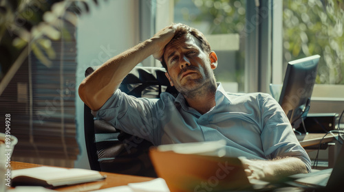 An office worker is frustrated and overwhelmed by stress