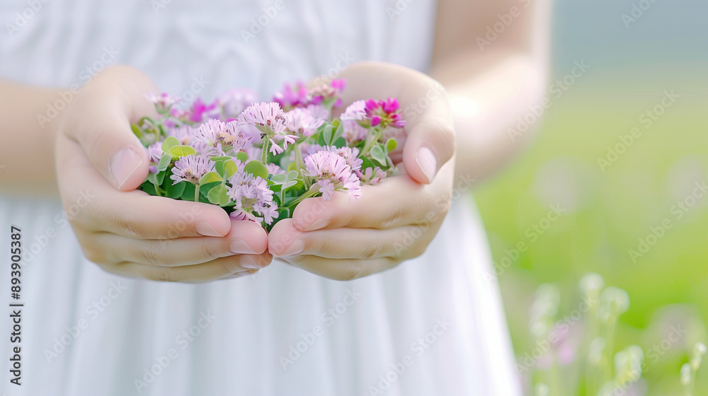 Hands Holding Flowers in a Gentle Embrace. Delicate Blooms and Soft ...