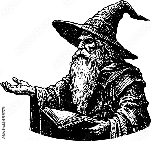 Wizard Or Sorcerer With Spell Book