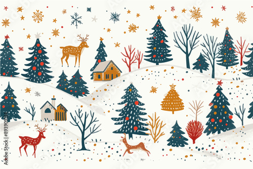 seamless pattern with christmas trees