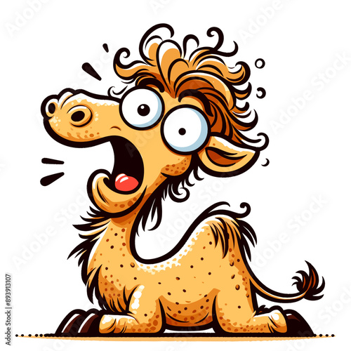 Cartoon funny camel with goofy face on white background.