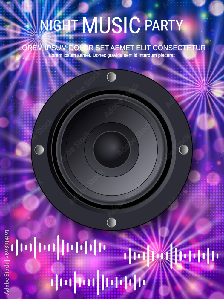 Night music party, dance club, music festival flyer, poster, booklet, invitation card vector design template Night music party, dance club, music festival flyer, poster, booklet, invitation card vector design template