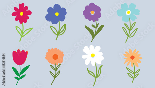 Colorful set of flowers icon . abstract origami flowers background. style for banners, wallpaper, posters, websites, online shopping.Vector illustration .